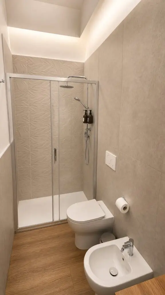 Private bathroom in Room 1 with shower, toilet and bidet